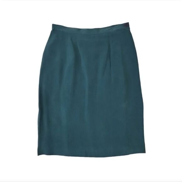 NEW Vintage Y2K 3 PC Jones New York Monochrome 100% Silk Skirt Suit Niagara Teal - Picture 10 of 16